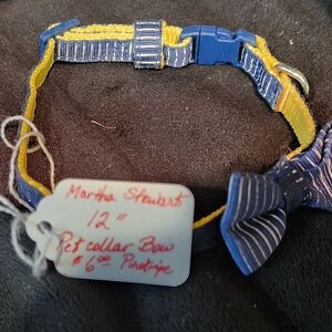 Martha Stewart Blue and Yellow Pet Collar with Bow